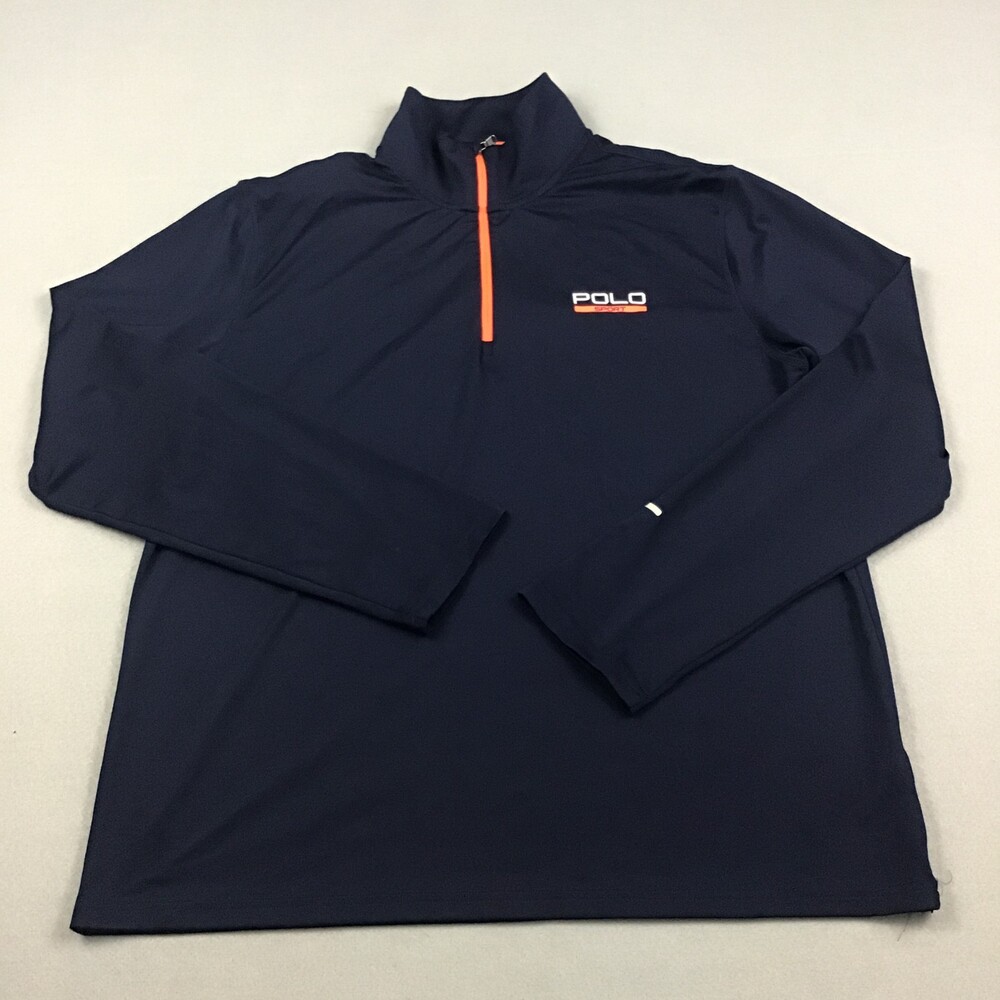 Polo Sport Ralph Lauren Sweater Men Large Blue 1/4 Zip Performance Pullover L